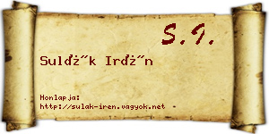 Sulák Irén névjegykártya